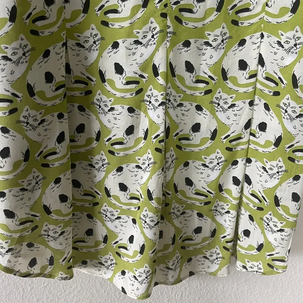 52 Conversations by Anthropologie Colloquial Cat Print Shirt Size 2 - Picture 8 of 9